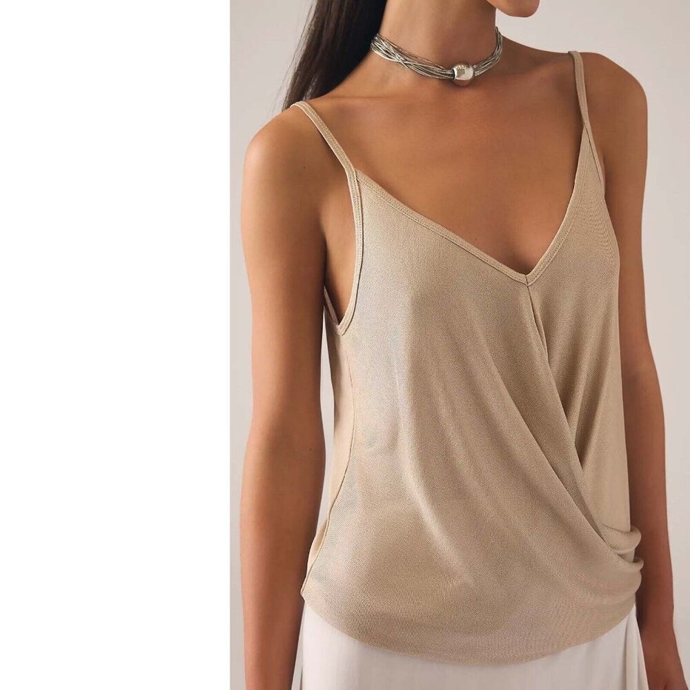 💛🏵️💛NWT Anthropologie Porridge Shine Wrap Tank in Sparkling Gold💛🏵️💛
